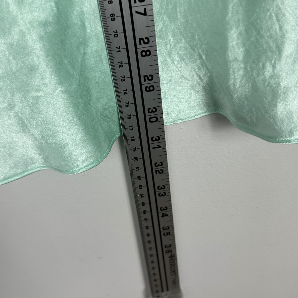 Aritzia‎ Babaton Slip Satin Skirt Mint Green Size 8 Elastic Waist Bias Cut Midi - Picture 7 of 11